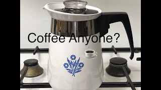 WATCH AND LISTEN TO THE SOUND OF COFFEE PERCOLATING CORNING WARE PERCOLATOR BREWING COFFEE [upl. by Adnolor]