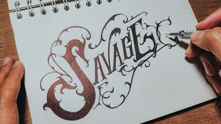 Hand Lettering on Sketchbook  Savage Victorian art [upl. by Nydnarb615]