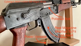 Cybergun AK47 45mm BB Airgun Real Magazine Mod To Fit Co2 Power Tune Upgrade Polished Bolt [upl. by Ratha]