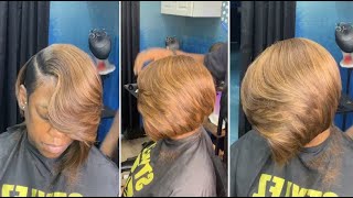 Easy amp Quick Short Layers Bob Haircut With Asymmetrical amp Graduation  Bob Hairstyle Women [upl. by Giarc]