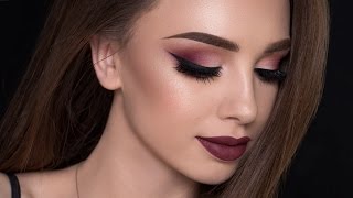 Burgundy Smokey Eyes amp Bold Lips Makeup Tutorial  FALL MAKEUP [upl. by Suiratnod889]