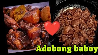 ADOBONG BABOY  How to make easiest way of adobong baboy with patatas [upl. by Wallack]