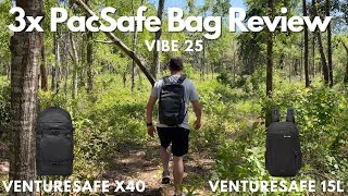 PacSafe Review  3 Packs VentureSafe 40x  15L GII  Vibe 25 [upl. by Anivram]