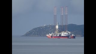 quotHAWKquot heavy load carrier with PLATFORM on board taking shelter in CABO FISTERRA Finisterre Sea [upl. by Eat674]