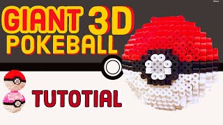 GIANT 3D Pokeball Pokemon Perler beads Tutorial  NO GLUE needed  3D Perler [upl. by Leilamag]