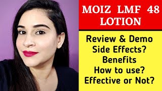 MOIZ LMF 48 LOTION Honest Review amp Demo  Moiz Lotion Side Effects Precaution How to use Benefits [upl. by Keely]