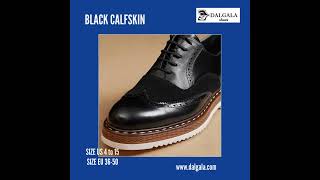 Black Calf Leather Calfskin Lining Eva Sole Handmade BigampSmall Size Mens Wingtip Shoes [upl. by Muslim361]