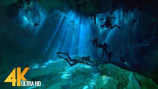 4K Cenotes Dive Relaxation Video  Mexican Underwater Caves  Incredible Underwater World  3 HOUR [upl. by Notlih]