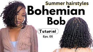 SHORT BOB KNOTLESS BOHO BRAIDS 52 braids  PERFECT SUMMER BRAIDS FT YWIGS [upl. by Ameerahs371]