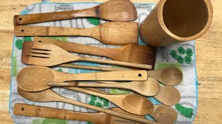 Caring for your wooden kitchen wear  Oiling Wooden Spoons [upl. by Theurich854]