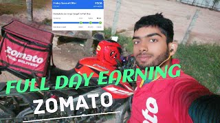 Full time Zomato delivery boy earning  Zomato 1 day earning 🤑🤑 [upl. by Thaddus559]