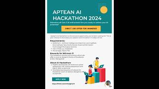 Aptean AI Hackathon 2024  Direct job offer for winners hackathon hiringnow jobsearch [upl. by Weldon]