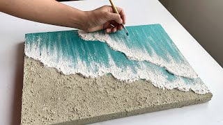 DIY Sea Texture Painting Mixing With Sand and sandstone Texture  Ocean Waves Textured Art [upl. by Darees]