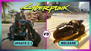 Cyberpunk 2077 21 Update vs Release  Gameplay Physics and Details Comparison [upl. by Maxy459]