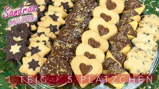 1 Teig 5 Kekse 🍪  Leckere Weihnachtsplätzchen schnell amp einfach  Plätzchenrezept 123Mürbeteig [upl. by Hole]