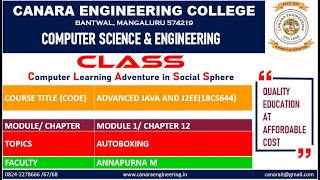 VTU JAVA amp J2EE 18CS644 Module 1 AUTOBOXING M1 L3 [upl. by Edelstein]