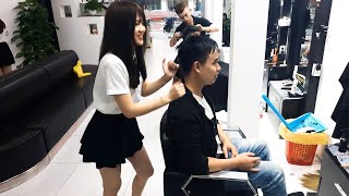 Vietnam Barbershop Fantastic Relaxation Service with Girl In Street 7 USD [upl. by Aanas]