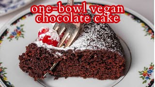 Easy OneBowl Vegan Chocolate Cake  Delicious Desserts [upl. by Maher]