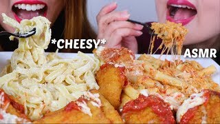 ASMR CHEESY FETTUCCINE ALFREDO amp FIVE CHEESE ZITI Olive Garden 파스타 리얼사운드 먹방  KimampLiz ASMR [upl. by Swithbart596]