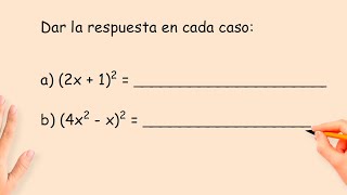 Productos Notables  Binomio al cuadrado Dar la respuesta en cada caso [upl. by Crockett]