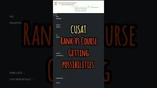 CUSAT Rank Vs Branch 🚫‼️ SUBSCRIBE AND BE UP TO DATE🔵 [upl. by Macpherson864]