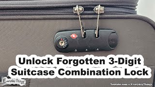 How to Easily Unlock a Forgotten 3Digit Suitcase Combination Lock [upl. by Centeno]