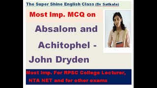 MCQs on Absalom and Achitophel [upl. by Ddej640]