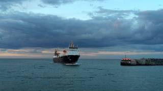 Smyril Lines nye fragtskib Hvitanes anløber Hirtshals Havn [upl. by Aihsenal]