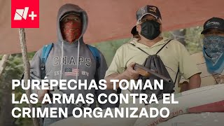 Indígenas purépechas toman las armas en Zurumucapio Michoacán  En Punto [upl. by Atibat]