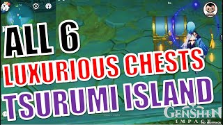 6 Luxurious Chests on Tsurumi Island Inazuma  Genshin Impact [upl. by Nadnerb134]