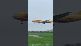 Foggy Morning A300 DHL Plane Lands Safely [upl. by Yellek641]