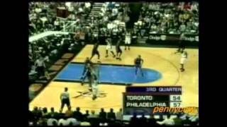 Allen Iverson 44pts vs Vince Carter TMac Raptors 9900 NBA [upl. by Eilac]