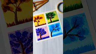 Tree Art Using Brush Pen  Drawing Colorful Trees yt tree drawing shorts MissAgrawal21kids [upl. by Alaehs]