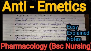 Notes Of Anti  Emetics in Pharmacology in Hindi Bsc Nursing [upl. by Oiragelo]