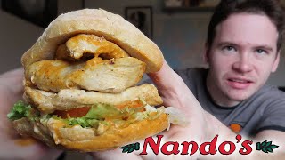 Eating Nandos Triple quotButterflyquot CHICKEN BURGER 🍔 SOGGY BUN [upl. by Simonne]