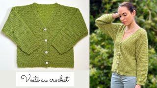 Comment faire une veste au crochet 🧶 Cardigan FACILE au crochet ✨ Tuto gilet gratuit Haute couture [upl. by Yxel]