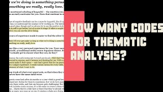 Thematic analysis  How many codes do you need [upl. by Schechinger]