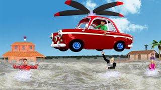 Flying Car Floods Rescue Hindi Kahaniya Hindi Moral Stories Bedtime Stories New Funny Comedy Video [upl. by Ophelie]