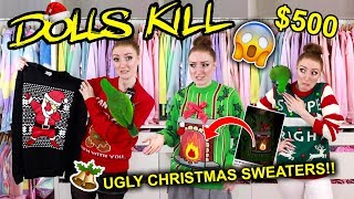 500 DOLLSKILL UGLY CHRISTMAS SWEATER HAUL HOLIDAY CLOTHING TRY ON 2018 [upl. by Yleoj]