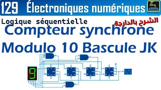 129 Compteur synchrone Modulo 10 Bascule JK [upl. by Nnylhsa]