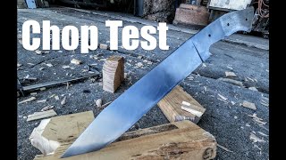 UneditedWill It Shave After4X 52100 Bowie Knife Edge Retention Chop Test Blacksmithing Knifemaking [upl. by Joseito]