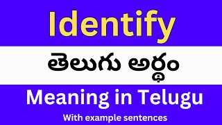 Identify meaning in telugu with examples  Identify తెలుగు లో అర్థం Meaning in Telugu [upl. by Mcnair]