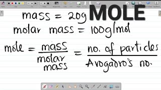 Mole Concept Mole Mass Molar Mass Avogadros Constant and Number of Particles explained with eg [upl. by Eladnek]