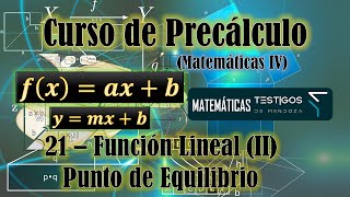 CURSO DE PRECÁLCULO  021  FUNCIÓN LINEAL 3  PROBLEMA DE PUNTO DE EQUILIBRIO INGRESOS  COSTOS [upl. by Ulla]