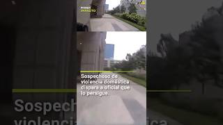 Intercambio de disparos durante persecución policial a sospechoso de violencia doméstica [upl. by Zeuqram654]