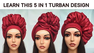 How to make 5in1 Ruffles Turban turbantutorial turban trending headgear [upl. by Aicek]