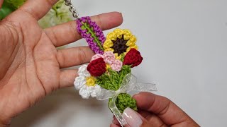 🌷 Mini ramo de flores a crochet🌷 PATRON 3D tendencia a crochet PASO A PASO  súper fácil [upl. by Shaper]