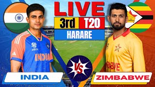 🔴 Live INDIA vs ZIMBABWE 3rd T20  IND vs ZIM Live cricket match Today  Live Score amp Commentary [upl. by Ardnoik]