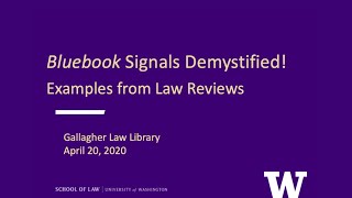 Bluebook Signals Demystified Examples from Law Reviews [upl. by Sirapal834]