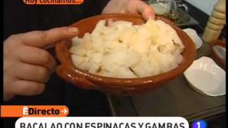 Receta de Bacalao con espinacas y gambas ED [upl. by Mcclimans]